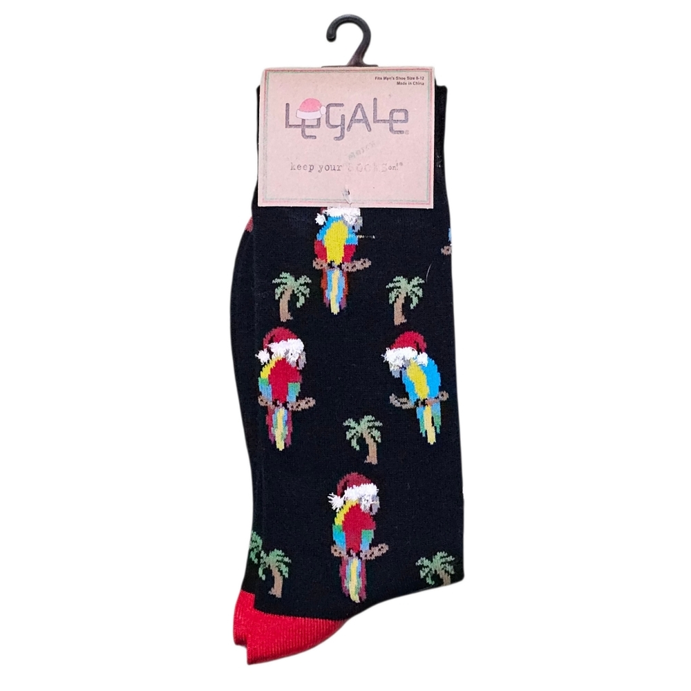 Legale Macaw parrot In Santa hat Christmas Socks Mens